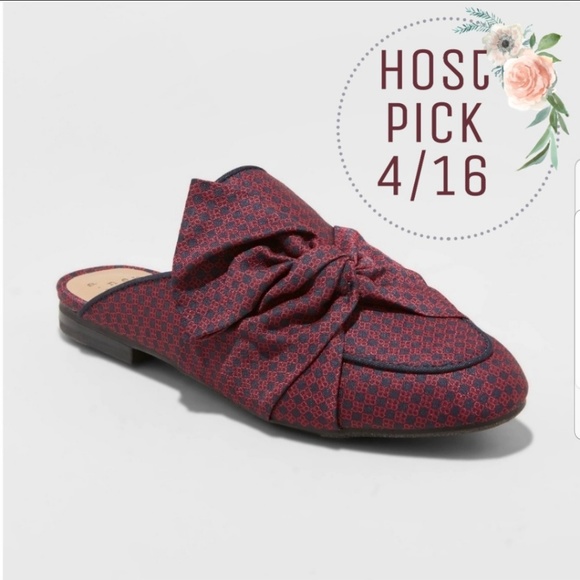 a new day Shoes - NEW Mules Preppy Bow Red Maroon Shoes Plaid Trendy
